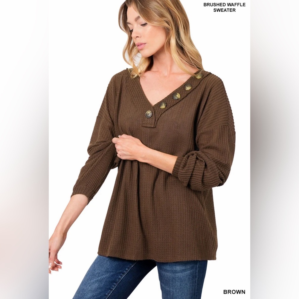 Zenana waffle knit blouse